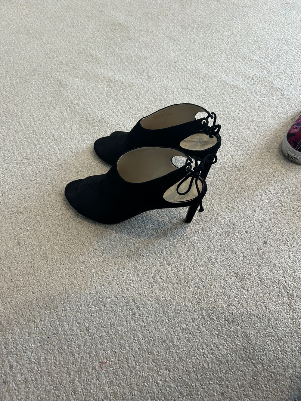 Cole Haan Black Suede Lace-Up Back Stiletto Heels